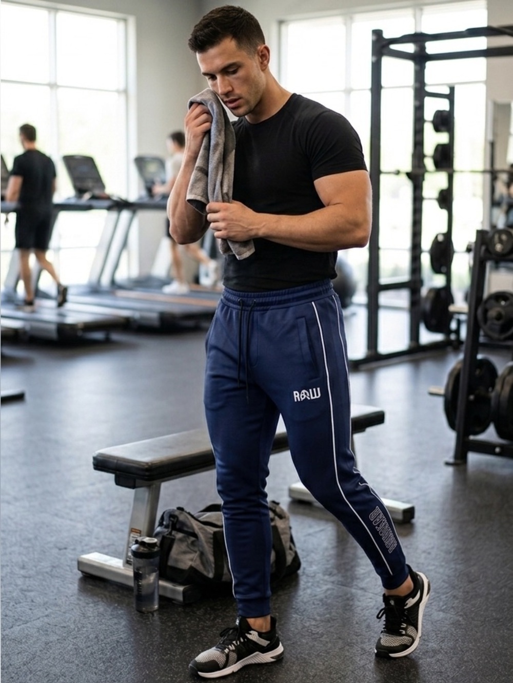 Rawgear Jogger Pants Men's Size Small Blue Logo Style RG207 Drawstring Waist NWT